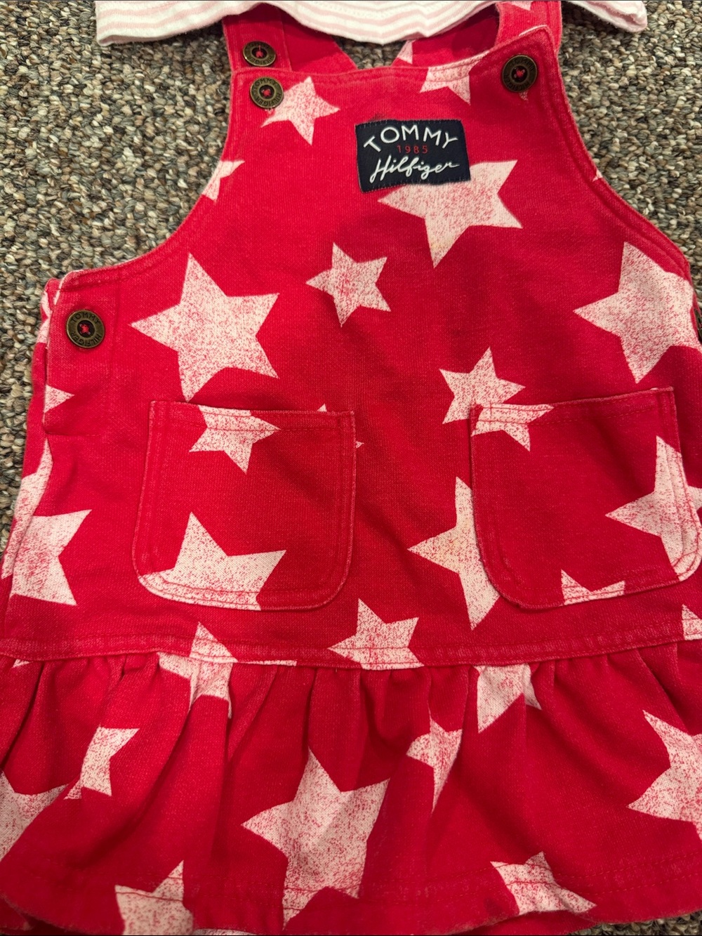 Tommy Hilfiger Red Star-Print Overall Dress